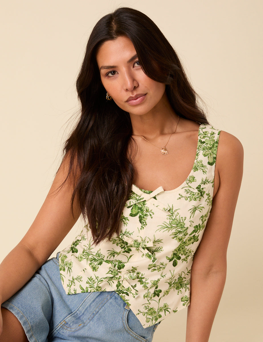 White Floral Waistcoat