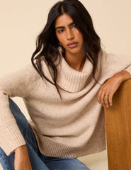 Beige Wool Blend Roll Neck Jumper