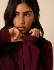 Burgundy Knitted Cardigan