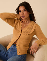 Yellow Pointelle Knitted Cardigan
