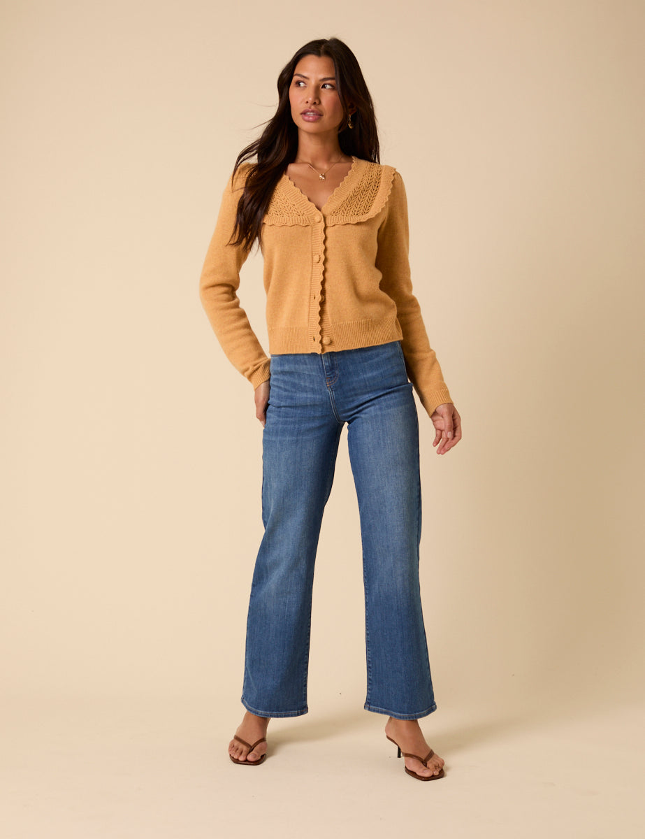 Yellow Pointelle Knitted Cardigan