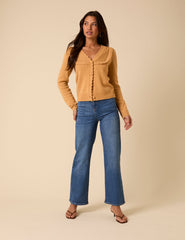 Yellow Pointelle Knitted Cardigan