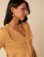 Yellow Pointelle Knitted Cardigan