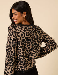 Leopard Print Tie Front Cardigan
