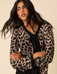 Leopard Print Tie Front Cardigan