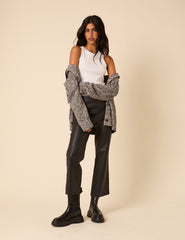 Grey And White Sailor Collar Wool-blend Jumper