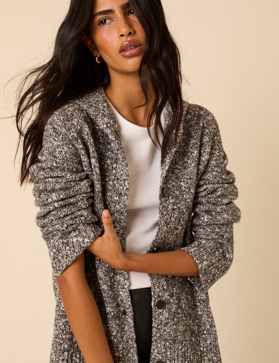 Grey And White Sailor Collar Wool-blend Jumper