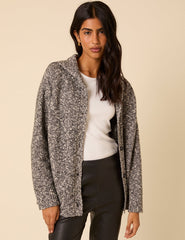 Grey And White Sailor Collar Wool-blend Jumper