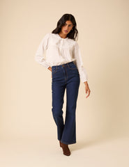 White Embroidered Peter Pan Collar Blouse