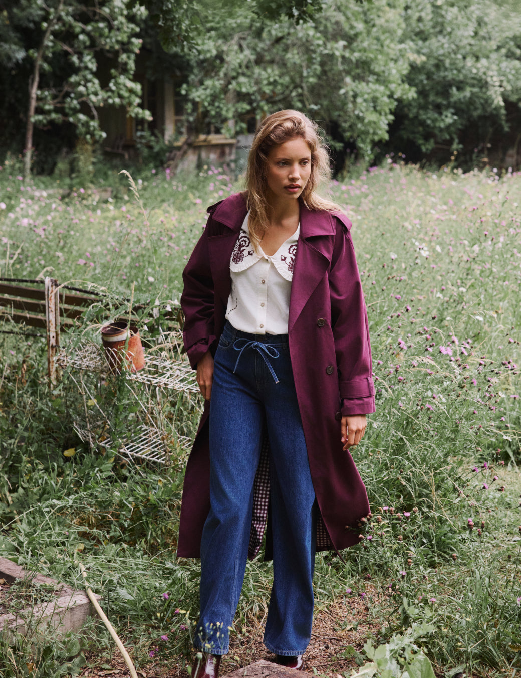 White Floral Embroidered Blouse