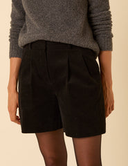 Black Cord Tailored Shorts