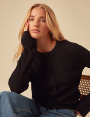 Black Pointelle Knitted Cardigan