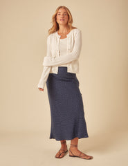 White Pointelle Knitted Cardigan