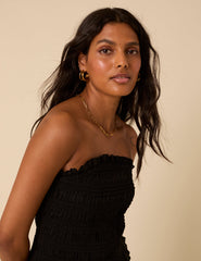 Black Ruched Bandeau Top