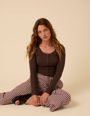 Brown Scoop Neck Top