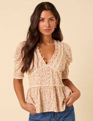 Yellow Ditsy Floral Top