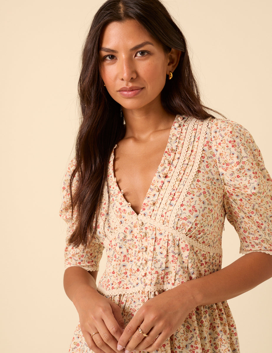 Yellow Ditsy Floral Top