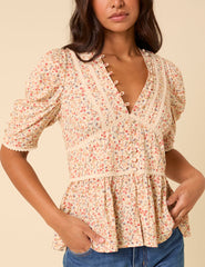 Yellow Ditsy Floral Top