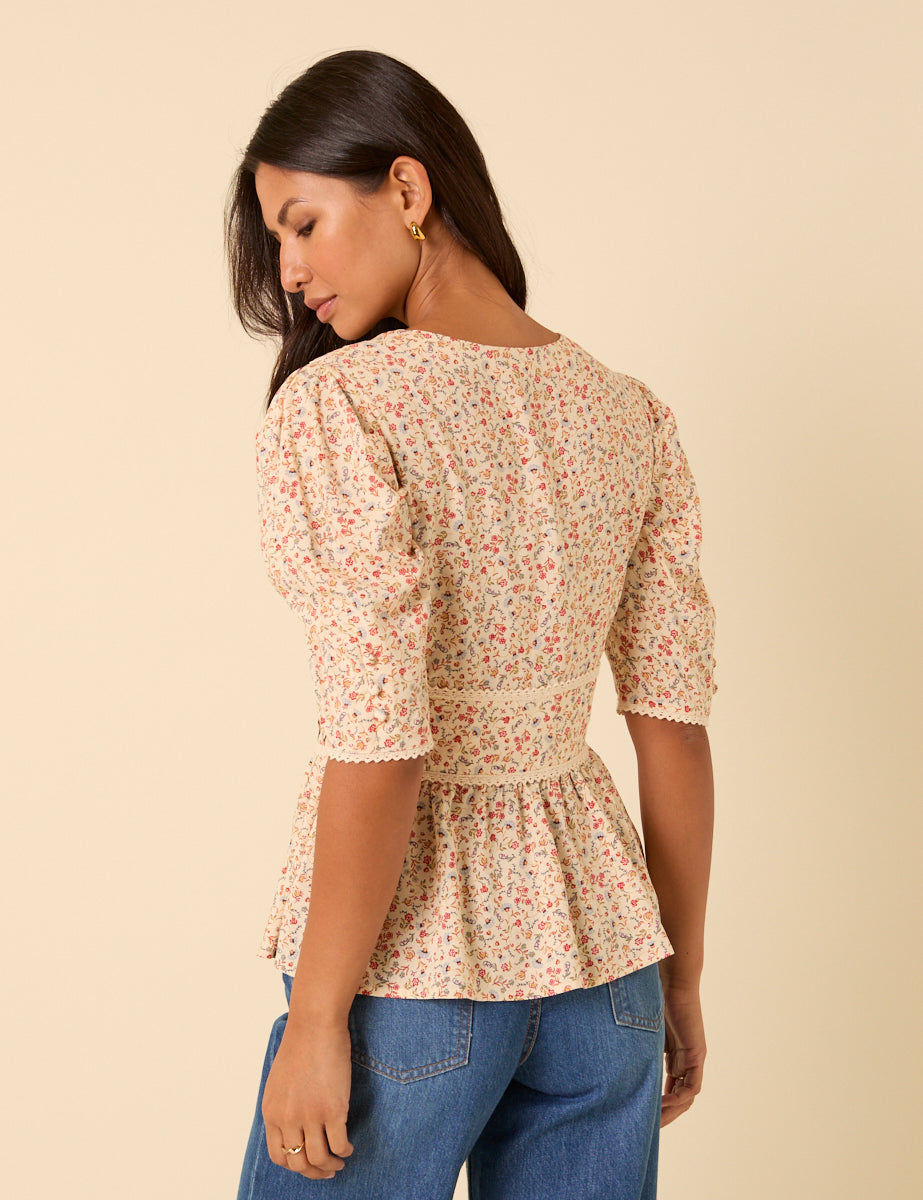 Yellow Ditsy Floral Top