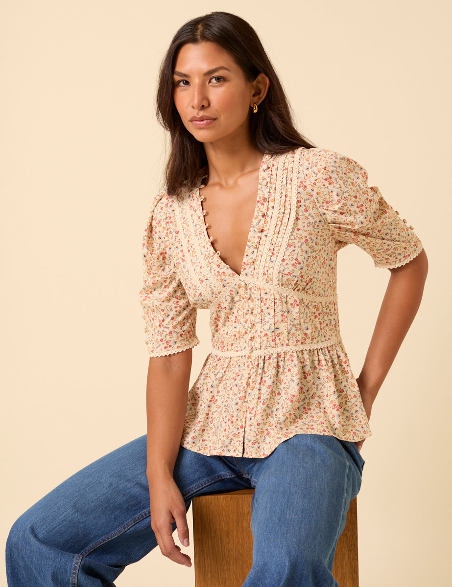 Yellow Ditsy Floral Top