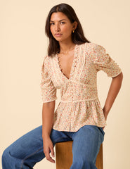 Yellow Ditsy Floral Top