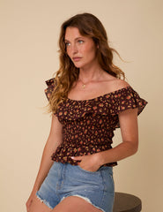Brown Floral Top