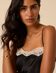 Black Satin Lace Cami Top