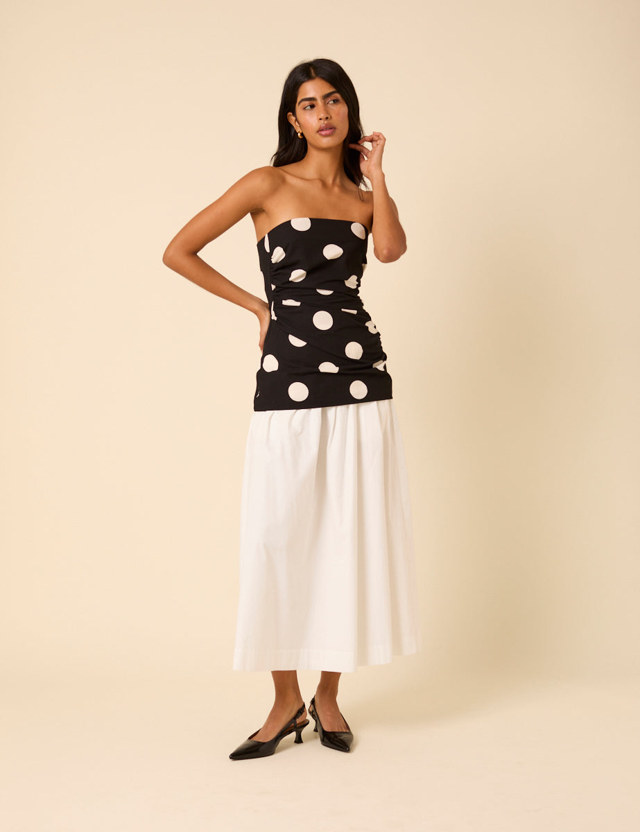 Black Polka Dot Bandeau Top