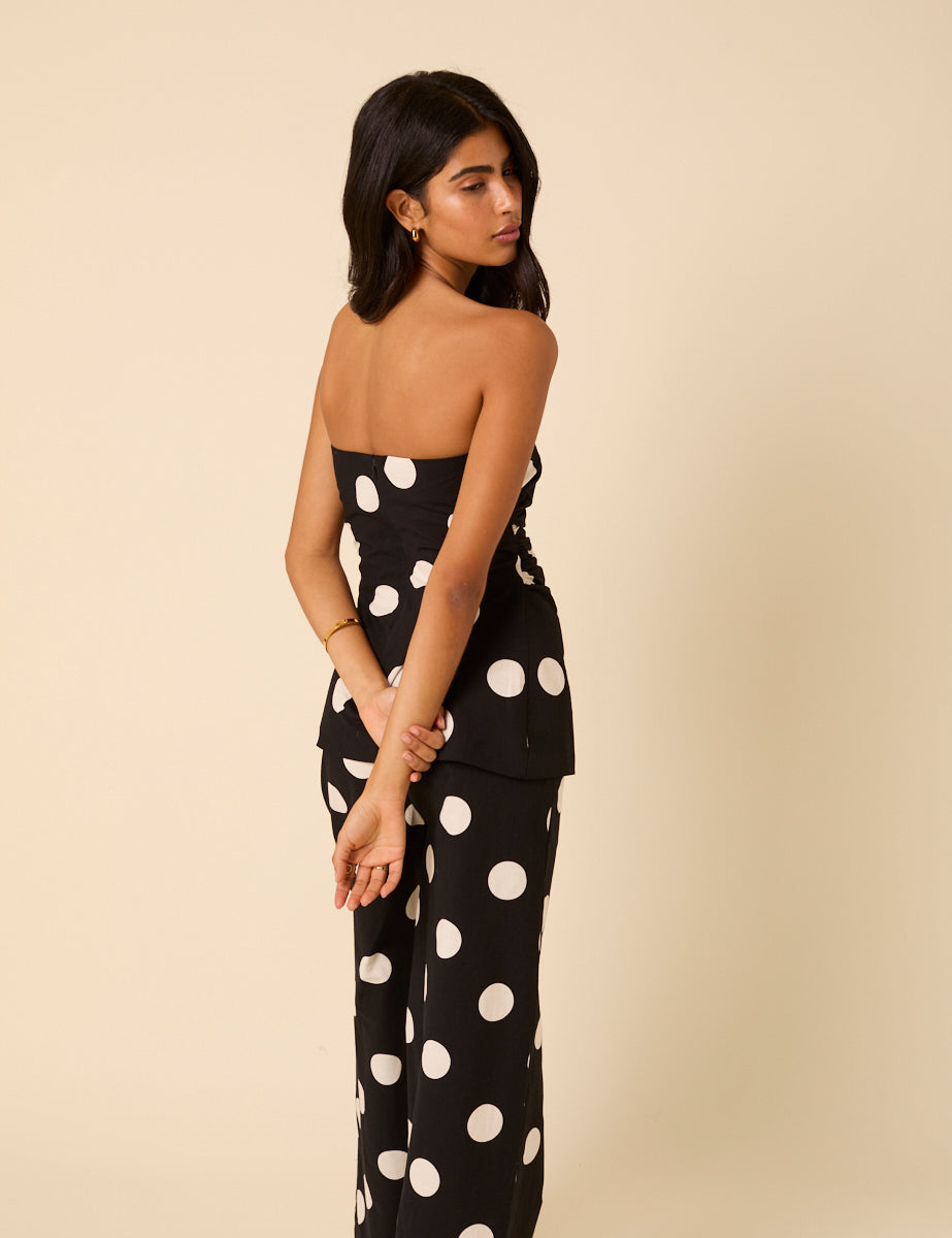 Black Polka Dot Bandeau Top