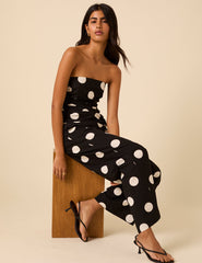Black Polka Dot Wide Leg Trousers