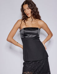 Black Bandeau Tailored Top