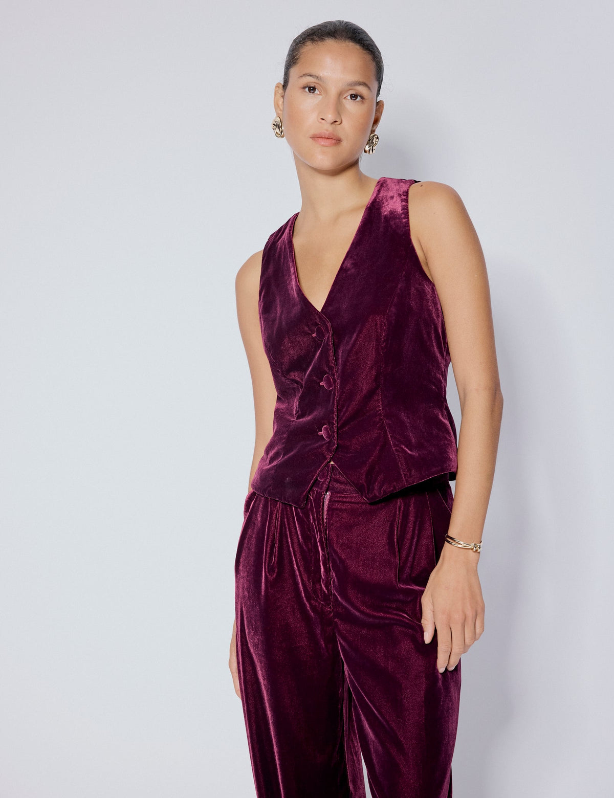 Burgundy Velvet Waistcoat