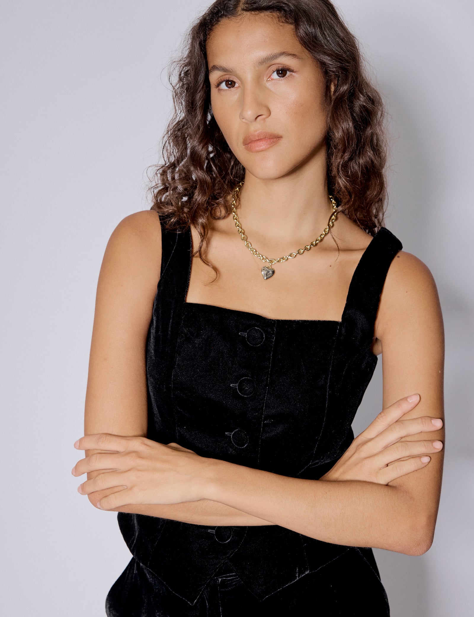 Black Velvet Square Neck Waistcoat