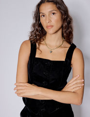 Black Velvet Square Neck Waistcoat