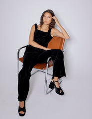 Black Velvet Square Neck Waistcoat