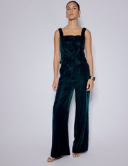 Green Velvet Square Neck Waistcoat