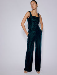 Green Velvet Square Neck Waistcoat