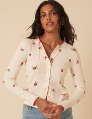 White Floral Pointelle Cardigan