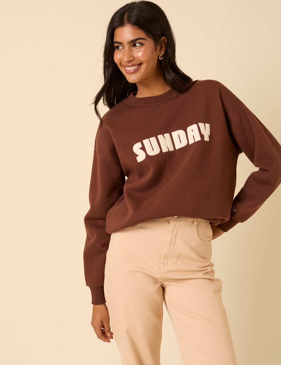 Brown Sunday Graphic Sweatshirt