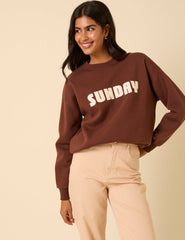 Brown Sunday Graphic Sweatshirt