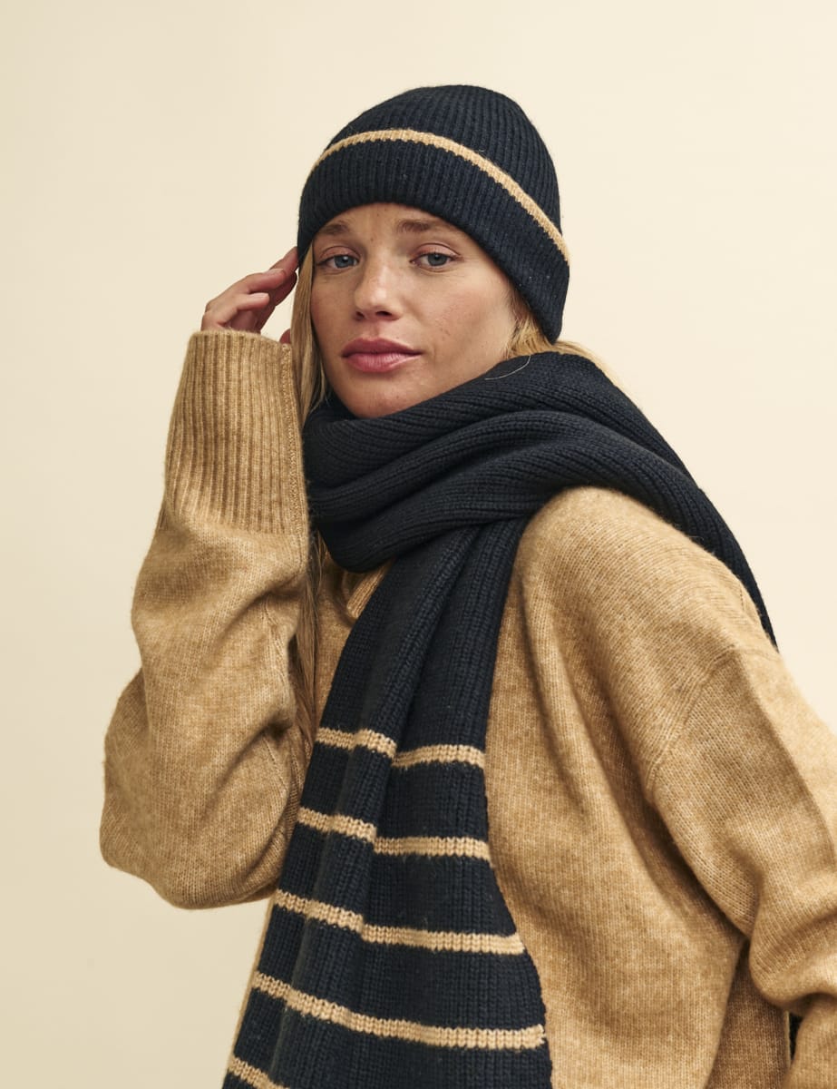 Black Knitted Beanie Hat