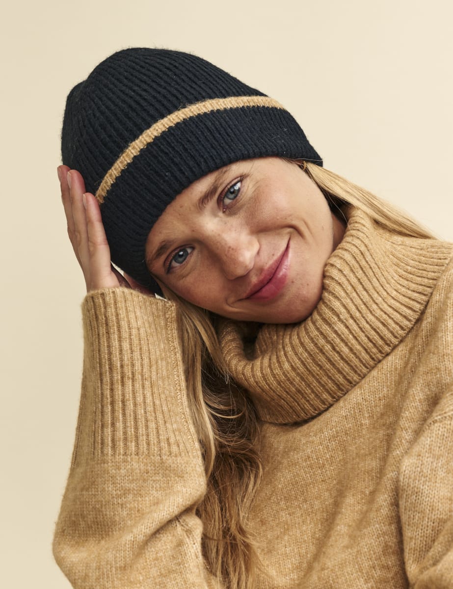 Black Knitted Beanie Hat