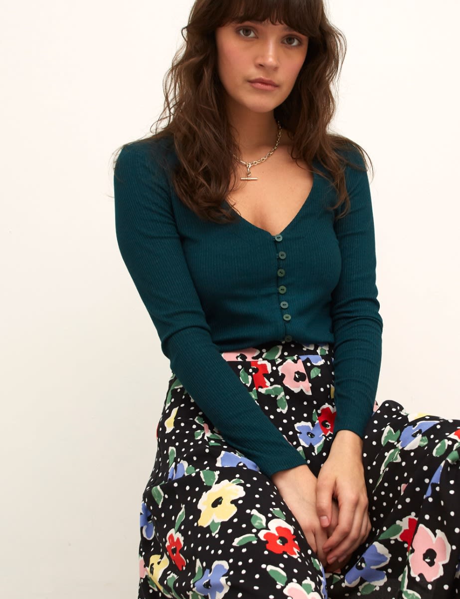 Safron Floral Emerald Skirt