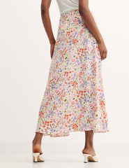 Multi Emilia Button Front Midi Skirt