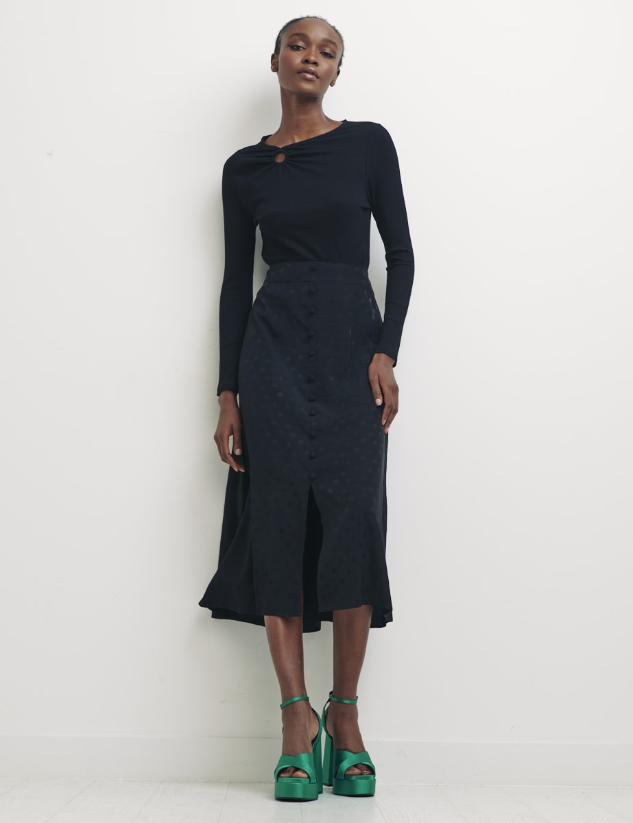 Black Spot Jaquard Sadie Skirt