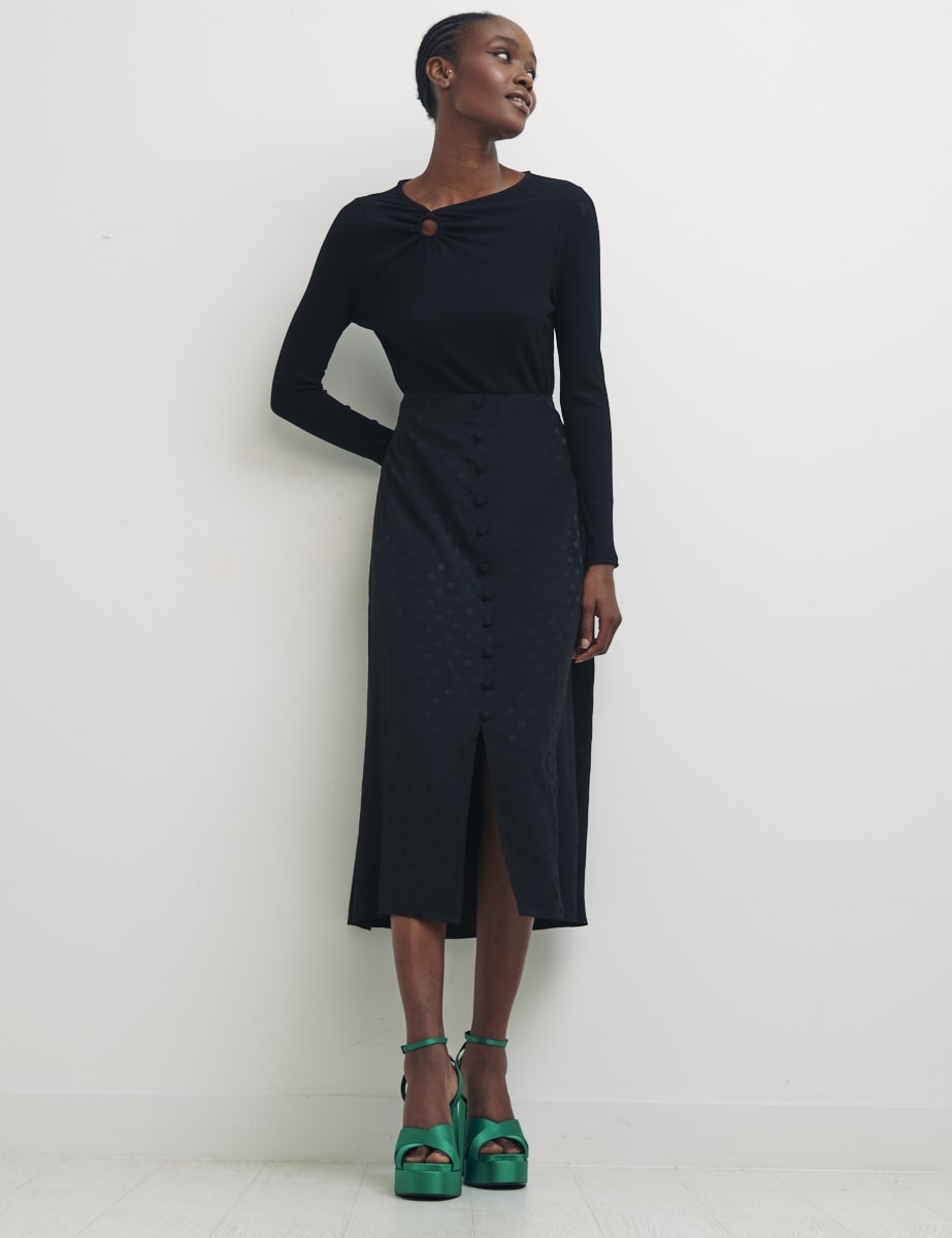 Black Spot Jaquard Sadie Skirt