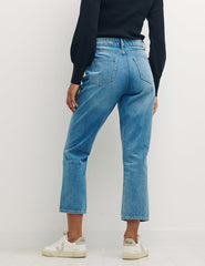 The Straight Cropped Jean in Mid Wash