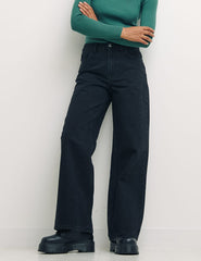 Wide Leg High-Rise Jean in Washed Black