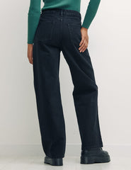 Wide Leg High-Rise Jean in Washed Black