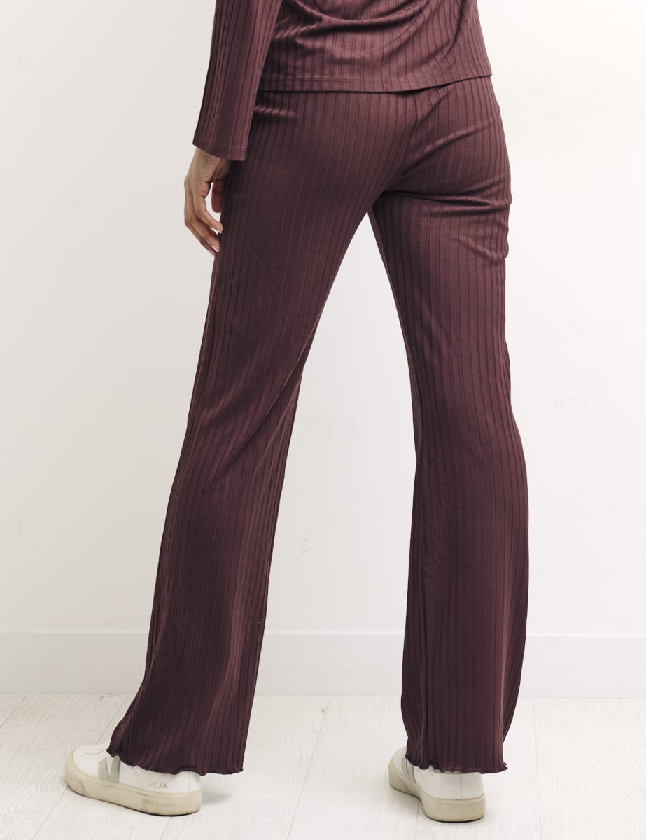 Brown Dallas Flared Rib Trouser